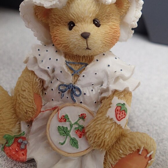 Cherished Teddies Jenna You're Berry Special To Me Girl Sewing Strawberries - Picture 3 of 7